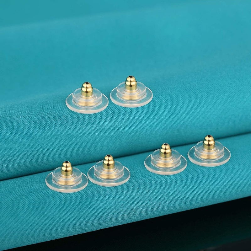 Catinee Earring Backs, Hypoallergenic 14k Gold Large Earring Backs Replacements for Studs/Droopy Ears,Plastic Earring Backs for Heavy Earring(Gold) - Image 5